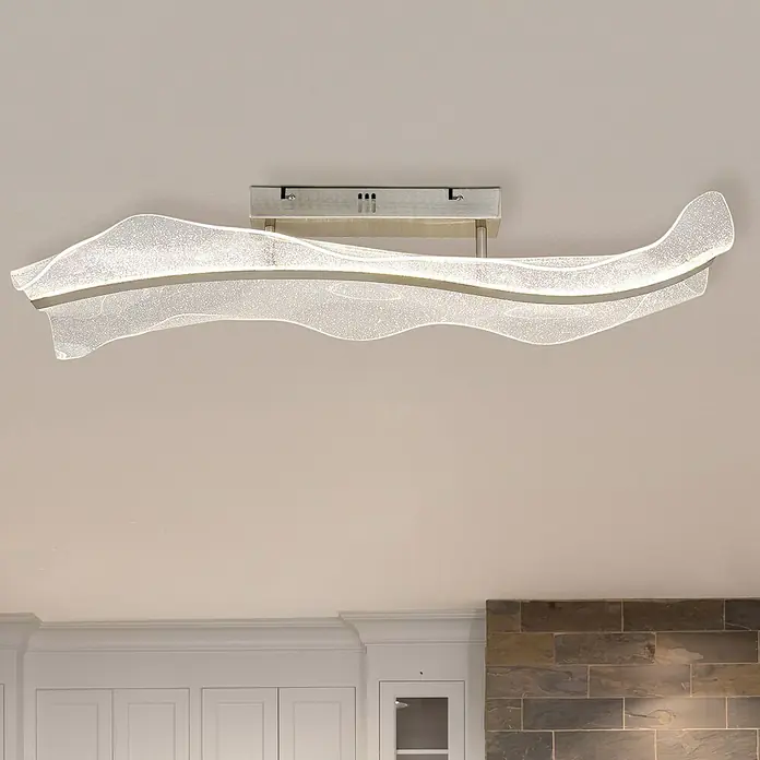 Globo Saque LED-Deckenleuchte - 23 W, L x B x H: 80 x 30 x 18 cm, Klar, Nickel matt, Warmweiß - Moderne Deckenleuchte mit geschwungenem, wellenförmigem Design, das jedem Raum einen Hauch von Eleganz verleiht. Perfekt für stilvolle Beleuchtung.