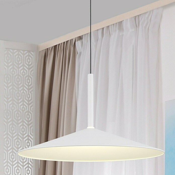 Globo Lámpara colgante LED redonda Lampone (28 W, Ø x Al: 48 x 150 cm, Blanco, Blanco) | BAUHAUS