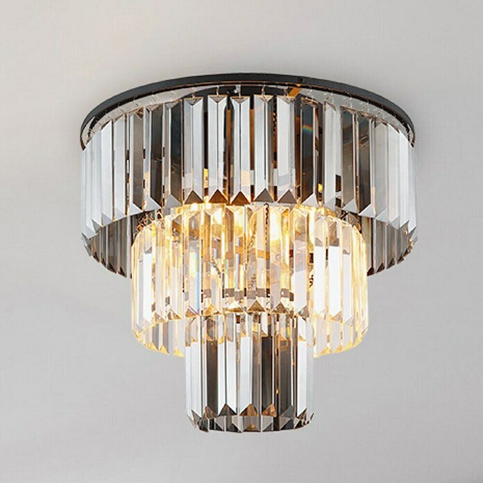 Globo Naxis Deckenleuchte rund (40 W, Ø x H: 40 x 33 cm, Amber, Schwarz matt) | BAUHAUS