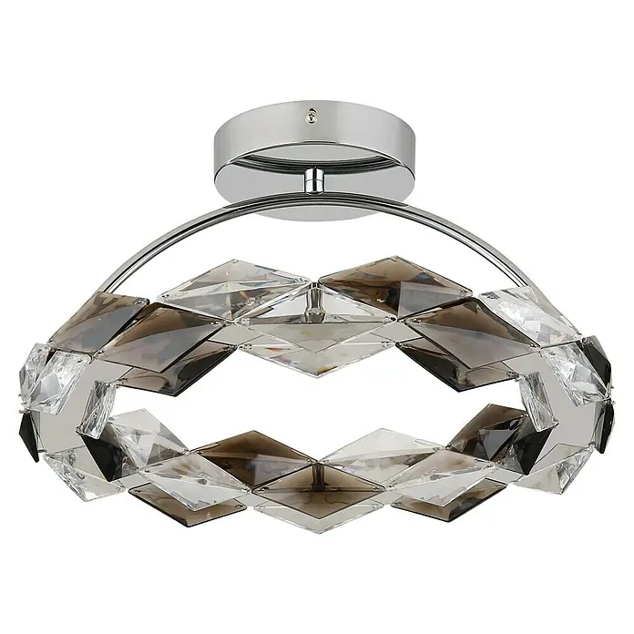 Globo Karilion LED-Deckenleuchte - 24 W, Ø x H: 37 x 21,5 cm, Rauch, Silber verchromt, Warmweiß - Elegante Deckenleuchte mit Kristall-Dekor. Das Design besticht durch hochwertige Materialien und stilvolle Optik.