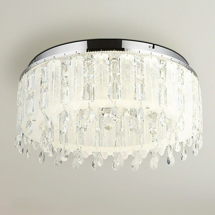 Globo Klunka Okrugla stropna LED svjetiljka  (58 W, Ø x V: 60 x 26,5 cm, Srebrna, Topla bijela) | BAUHAUS