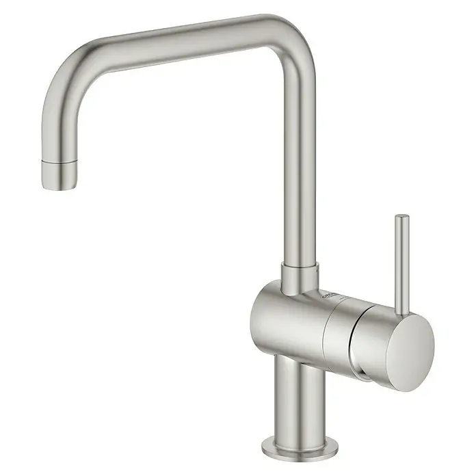Grohe Spültischarmatur Minta - U-Auslauf, Supersteel, Matt, Schwenkbar - Zeitlose Armatur im gebürsteten Edelstahl-Look. Modernes Design mit klaren Linien für Küche und Bad, robust und langlebig.