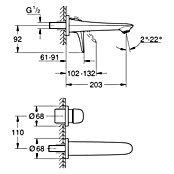 Grohe Eurostyle Solid Waschtischarmatur (Wandmontage, Chrom, Glänzend) | BAUHAUS