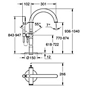 Grohe Atrio Wannenstandarmatur (Höhe: 104 cm, Supersteel, Matt)