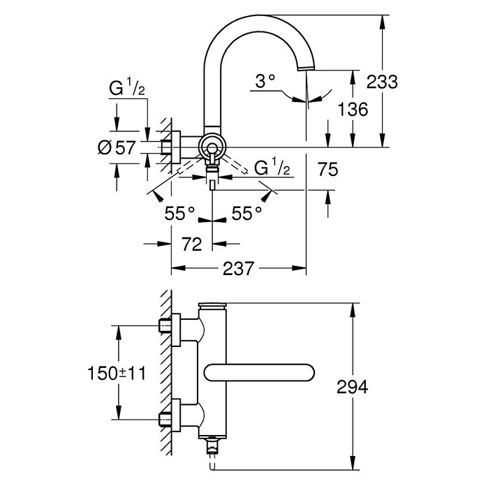 Grohe Atrio Badewannenarmatur (Supersteel, Matt)