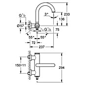 Grohe Atrio Badewannenarmatur (Supersteel, Matt)