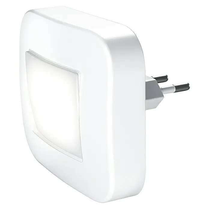 Ledvance LED-Nachtlicht Lunetta Hall - 0,2 W, Weiß, L x B x H: 6,5 x 8,4 x 7,3 cm - Ein weißes, quadratisches LED-Nachtlicht mit Eurostecker, ideal für Kinderzimmer oder Flure. Sorgt für sanftes Licht in der Dunkelheit.