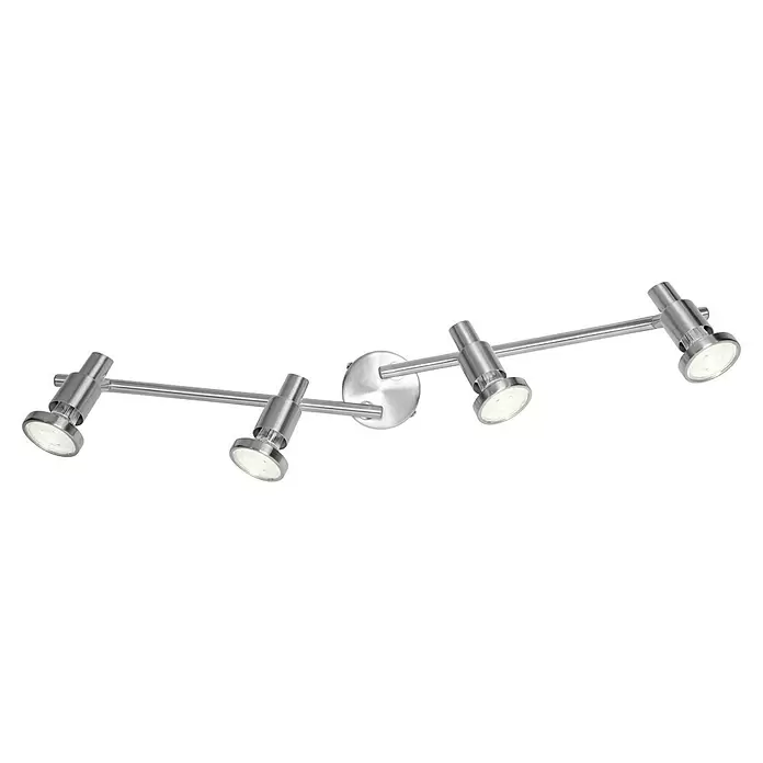 Osram LED-Deckenstrahler - 10,4 W, L x B x H: 675 x 80 x 155 mm, Nickel matt, Warmweiß, 4 Stk. - Deckenleuchte mit vier verstellbaren Strahlern aus gebürstetem Metall.
