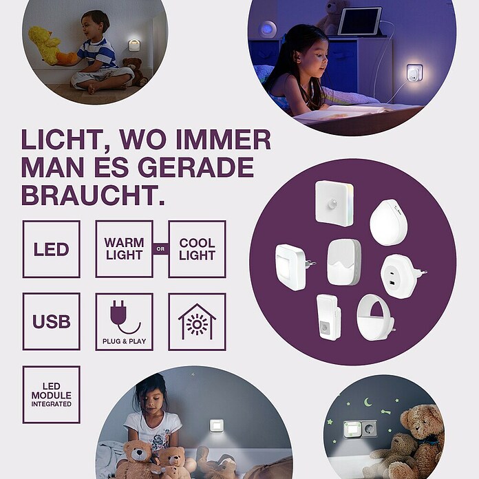 Osram Luz de noche LED Lunetta (0,28 W, Blanco, L x An x Al: 6 x 5,9 x 9 cm)