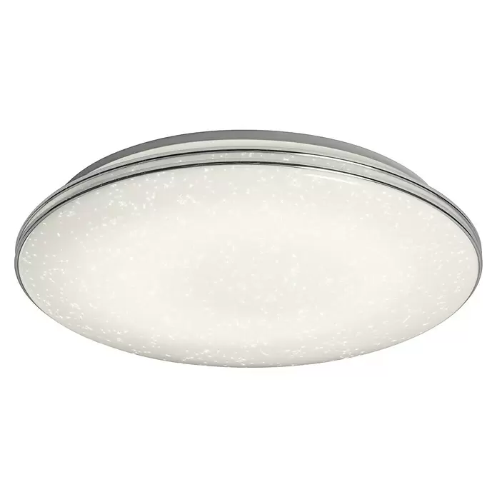 Ledvance Plafón LED para pared y techo Orbis Sparkle Click CCT - 24 W, Blanco diurno, Temperatura del color: 2.700 K - 6.500 K - Plafón LED redondo plano con difusor blanco efecto cielo estrellado y marco cromo plateado.