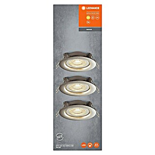 Ledvance Set de focos LED empotrables Simple Dim (4,9 W, Níquel, 3 ud., Blanco cálido)
