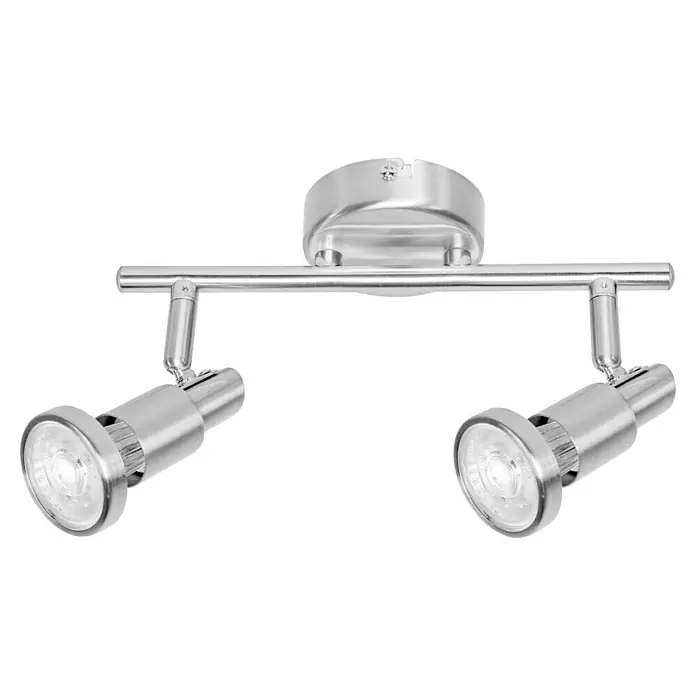 Osram LED-Deckenstrahler - 5,2 W, L x B x H: 275 x 80 x 146 mm, Nickel matt, Warmweiß, 2 Stk. - Moderne Doppelstrahler-Deckenleuchte aus gebürstetem Metall, ideal für stilvolle Akzentbeleuchtung in jedem Raum.