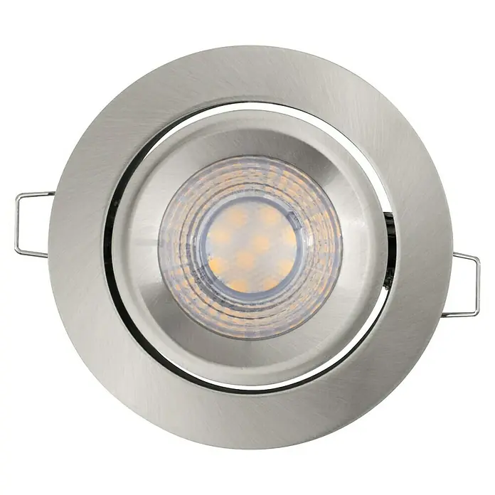Ledvance LED-Einbauleuchten-Set Simple Dim - 4,9 W, Nickel, 3 Stk., Warmweiß - Einbaustrahler mit runder, gebürsteter Metallfassung und LED-Leuchtmittel für stilvolle Beleuchtung im Innenbereich.