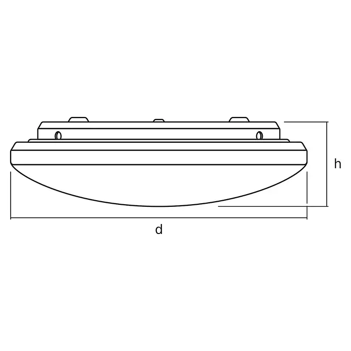 Ledvance LED-Wand- & Deckenleuchte Pure - 21 W, Weiß, Durchmesser: 400 mm - Abbildung einer Deckenleuchte mit den Maßen Höhe (h) und Durchmesser (d) zur besseren Visualisierung der Produktabmessungen.
