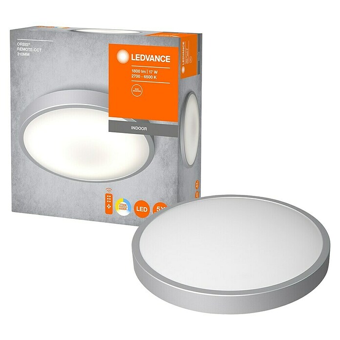 Ledvance LED okrogla stropna svetilka Silara  (16 W, Ø x V: 300 x 85 mm, Srebrna/Bela, Nevtralno bela) | Stropne luči | Stropne svetilke | Svetila | Elektro in svetila | Izdelki | BAUHAUS