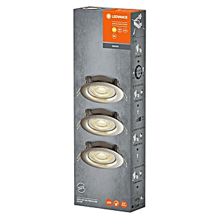 Ledvance LED-Einbauleuchten-Set Simple Dim (4,9 W, Nickel, 3 Stk., Warmweiß)