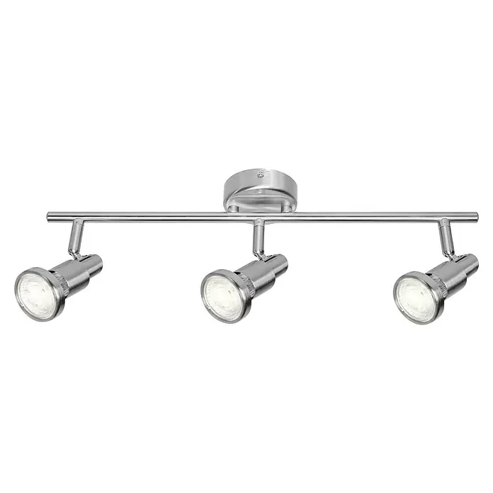 Osram LED-Deckenstrahler - 7,8 W, L x B x H: 465 x 80 x 146 mm, Nickel matt, Warmweiß, 3 Stk. - Gebürstete Metall-Deckenleuchte mit drei verstellbaren, beleuchteten Strahlern.
