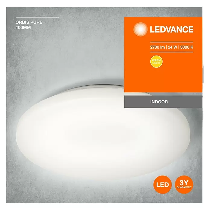 Ledvance LED-Wand- & Deckenleuchte Pure - 21 W, Weiß, Durchmesser: 400 mm - Runde weiße LED-Deckenleuchte, 400mm, für warmes Innenlicht.