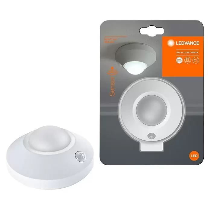Osram LED-Nachtlicht Ceiling - Weiß, Ø x H: 86 x 47 mm - Weiße runde LED-Deckenleuchte mit integriertem Bewegungssensor.