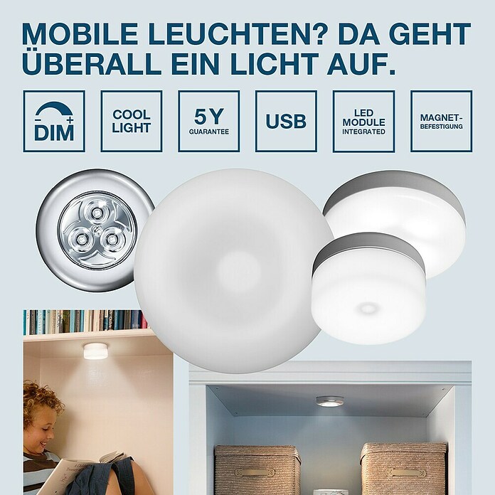 Osram DOT-it Mobiles LED-Licht Classic (Silber, 67 mm)