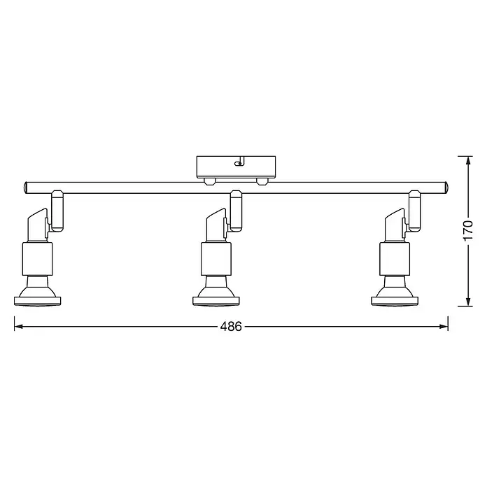 Osram LED-Deckenstrahler - 7,8 W, L x B x H: 465 x 80 x 146 mm, Nickel matt, Warmweiß, 3 Stk. - Deckenleuchte mit drei Spots, 486 mm breit und 170 mm hoch.