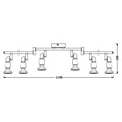 LED-Deckenstrahler (6 x 3 W, Länge: 1.190 mm, Warmweiß, Nickel matt)
