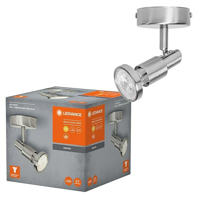 LED-Deckenstrahler (3 W, Länge: 80 mm, Warmweiß, Nickel matt)