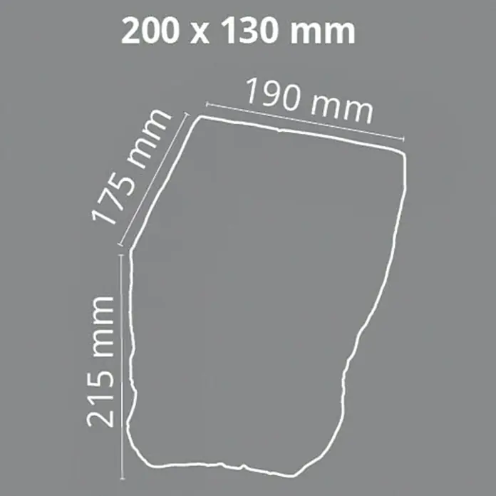 Dekoelement - Konsole, Hellbraun, 17,5 x 19 x 21,5 cm - Abbildung der Steinplatte mit den Maßen 200 x 130 mm, 190 mm, 175 mm und 215 mm für den Außenbereich.
