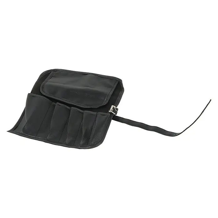 Hepco & Becker Werkzeugtasche Easy 7005 - Kunstleder, 5 Steckplätze - Schwarze Ledertasche zur Aufbewahrung und zum Schutz von Werkzeugen oder Pinseln mit mehreren Fächern und einem Verschlussriemen.