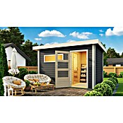 Karibu Saunahaus Danga (9 kW Saunaofen mit externer Steuerung, Terragrau, L x B x H: 231 x 336 x 227 cm) | BAUHAUS