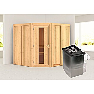 Karibu Elementsauna Gibeon (9 kW Saunaofen mit integrierter Steuerung, L x B x H: 196 x 196 x 198 cm)