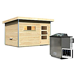 Karibu Saunahaus Danga (9 kW Bio-Saunaofen mit externer Steuerung, Natur, L x B x H: 231 x 336 x 227 cm)