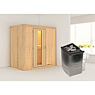 Karibu Elementsauna Nafidi (9 kW Saunaofen mit integrierter Steuerung, L x B x H: 118 x 196 x 198 cm)