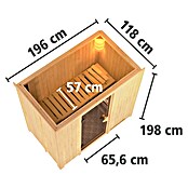 Karibu Elementsauna Nafidi (9 kW Saunaofen mit integrierter Steuerung, L x B x H: 118 x 196 x 198 cm) | BAUHAUS