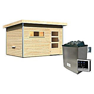 Karibu Saunahaus Danga (9 kW Saunaofen mit externer Steuerung, Natur, L x B x H: 231 x 336 x 227 cm)