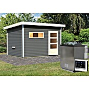 Karibu Saunahaus Danga (9 kW Bio-Saunaofen mit externer Steuerung, Terragrau, L x B x H: 231 x 336 x 227 cm) | BAUHAUS
