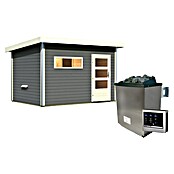 Karibu Saunahaus Danga (9 kW Saunaofen mit externer Steuerung, Terragrau, L x B x H: 231 x 336 x 227 cm) | BAUHAUS