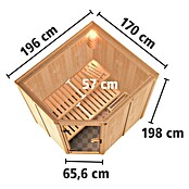 Karibu Systemsauna Siirin (Mit 9 kW Saunaofen mit integrierter Steuerung, Ohne Dachkranz, Ganzglas Bronze, 170 x 196 x 198 cm)