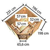 Karibu Elementsauna Mulilo (9 kW Saunaofen mit externer Steuerung, L x B x H: 196 x 231 x 198 cm) | BAUHAUS