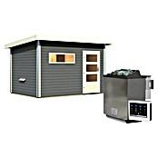 Karibu Saunahaus Danga (9 kW Bio-Saunaofen mit externer Steuerung, Terragrau, L x B x H: 231 x 336 x 227 cm) | BAUHAUS