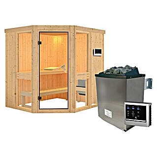 Karibu Massivholzsauna Arandis (9 kW Saunaofen mit externer Steuerung, L x B x H: 184 x 210 x 198 cm)