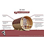 Karibu Fasssauna (L x B x H: 295 x 219 x 229 cm, 9 kW Saunaofen mit externer Steuerung) | BAUHAUS