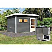 Karibu Saunahaus Danga (9 kW Bio-Saunaofen mit externer Steuerung, Terragrau, L x B x H: 231 x 396 x 227 cm) | BAUHAUS