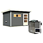Karibu Saunahaus Danga (9 kW Bio-Saunaofen mit externer Steuerung, Terragrau, L x B x H: 231 x 396 x 227 cm) | BAUHAUS