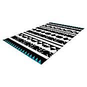Kayoom Kurzflorteppich (Schwarz/Weiß/Blau, 150 x 80 cm)