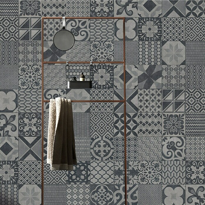 Ambiente by Palazzo Feinsteinzeugfliese Vintage (60 x 60 cm, Schwarz, Unglasiert)
