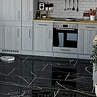 Feinsteinzeugfliese Black Marble (60 x 120 cm, Schwarz, Glänzend)