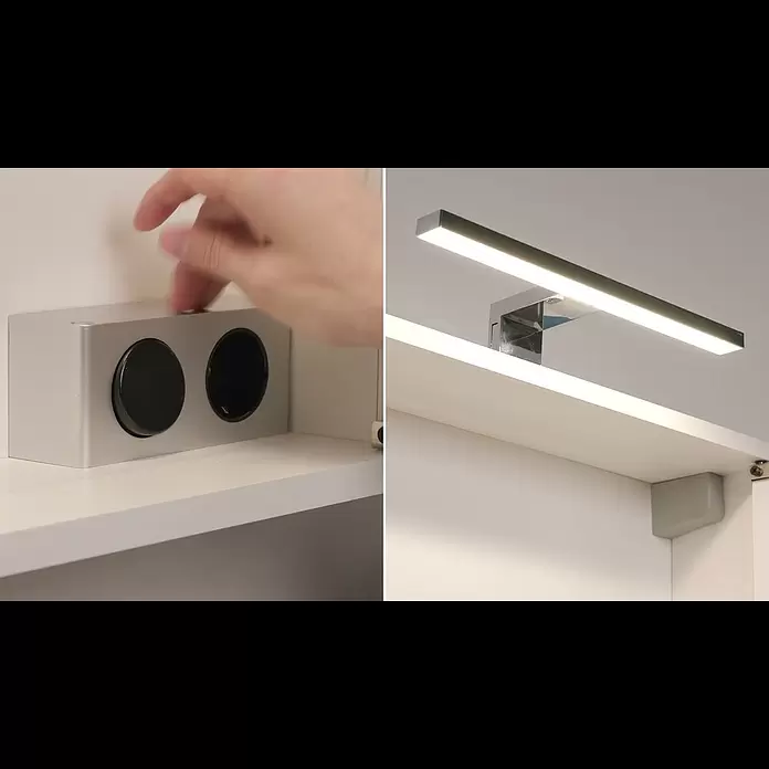 Riva LED-Spiegelschrank FloraB x H: 60 x 60 cm, Holz, Weiß - Riva LED-Spiegelschrank Flora