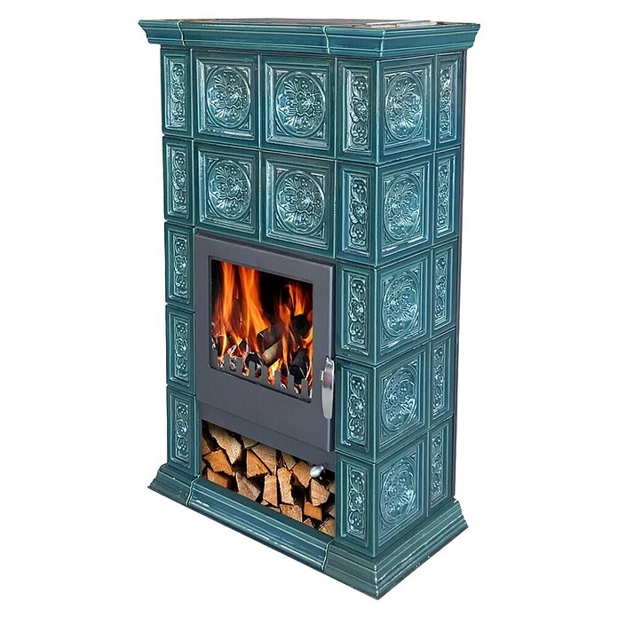 Domofire Kaminofen Verona (8 kW, Raumheizvermögen: 160 m³, Material Verkleidung: Keramik, Türkis) | BAUHAUS
