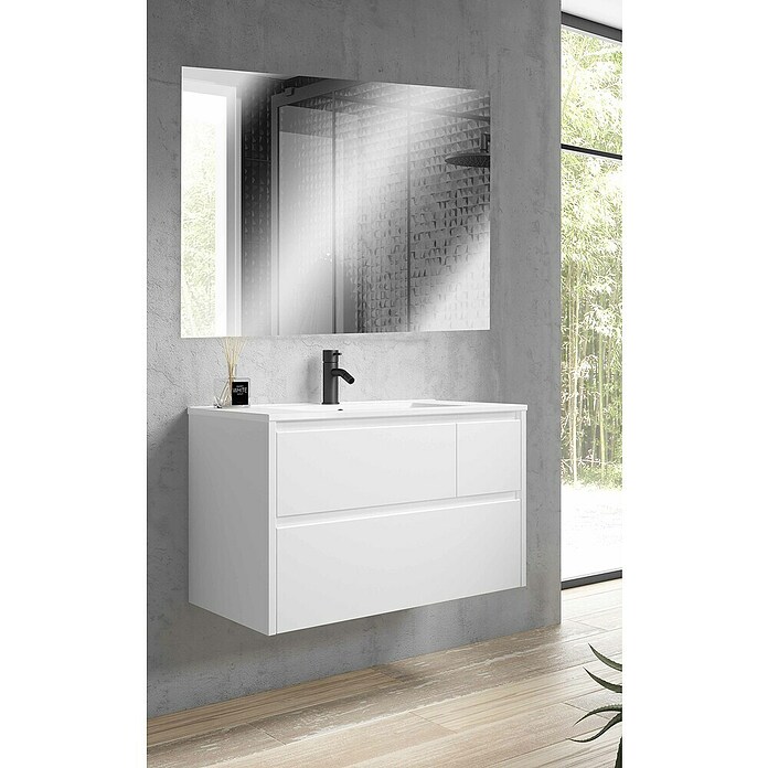 Conjunto de mueble de baño Emma (Ancho total del mueble de baño: 80 cm, Blanco Mate, Mate) | BAUHAUS
